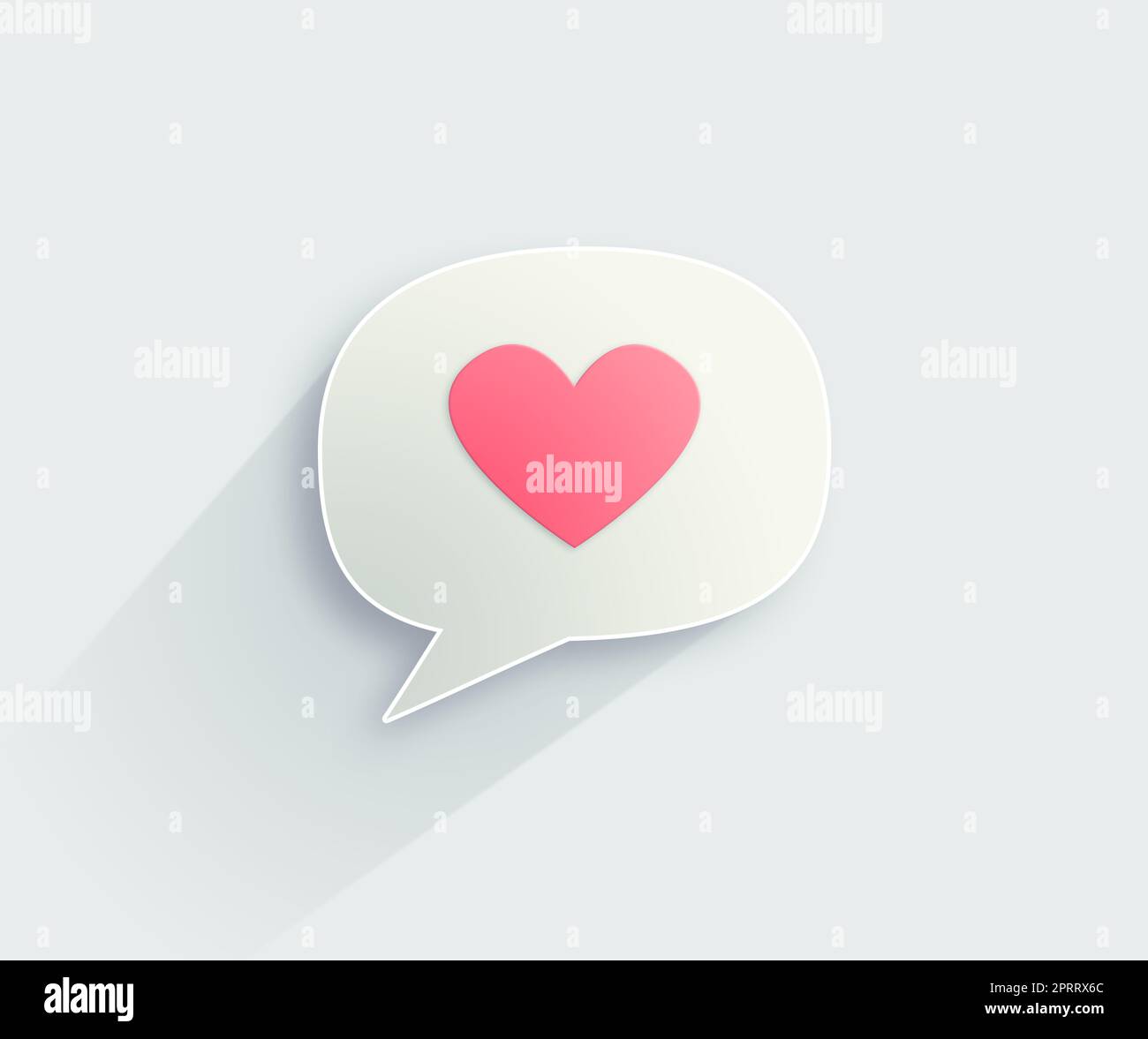 Moderne Liebe. Illustration einer Sprechblase mit einem Herzen darin. Stockfoto