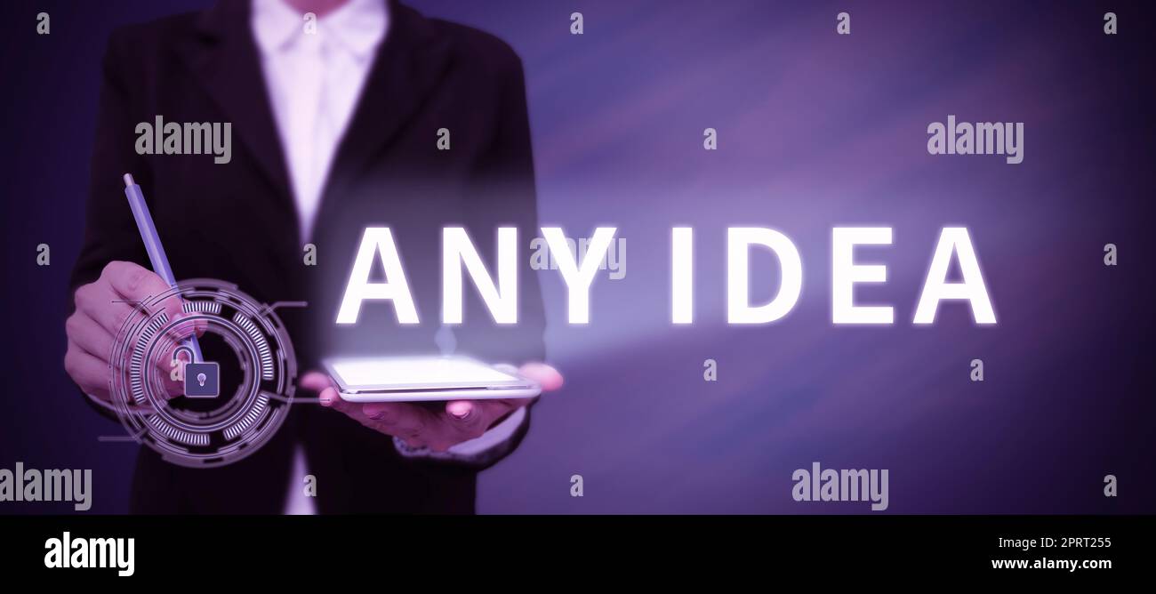 Text, der Inspiration jede Idee zeigt. Wort für die Frage, ob sie Gedanken über den Fall oder das Problem haben Stockfoto