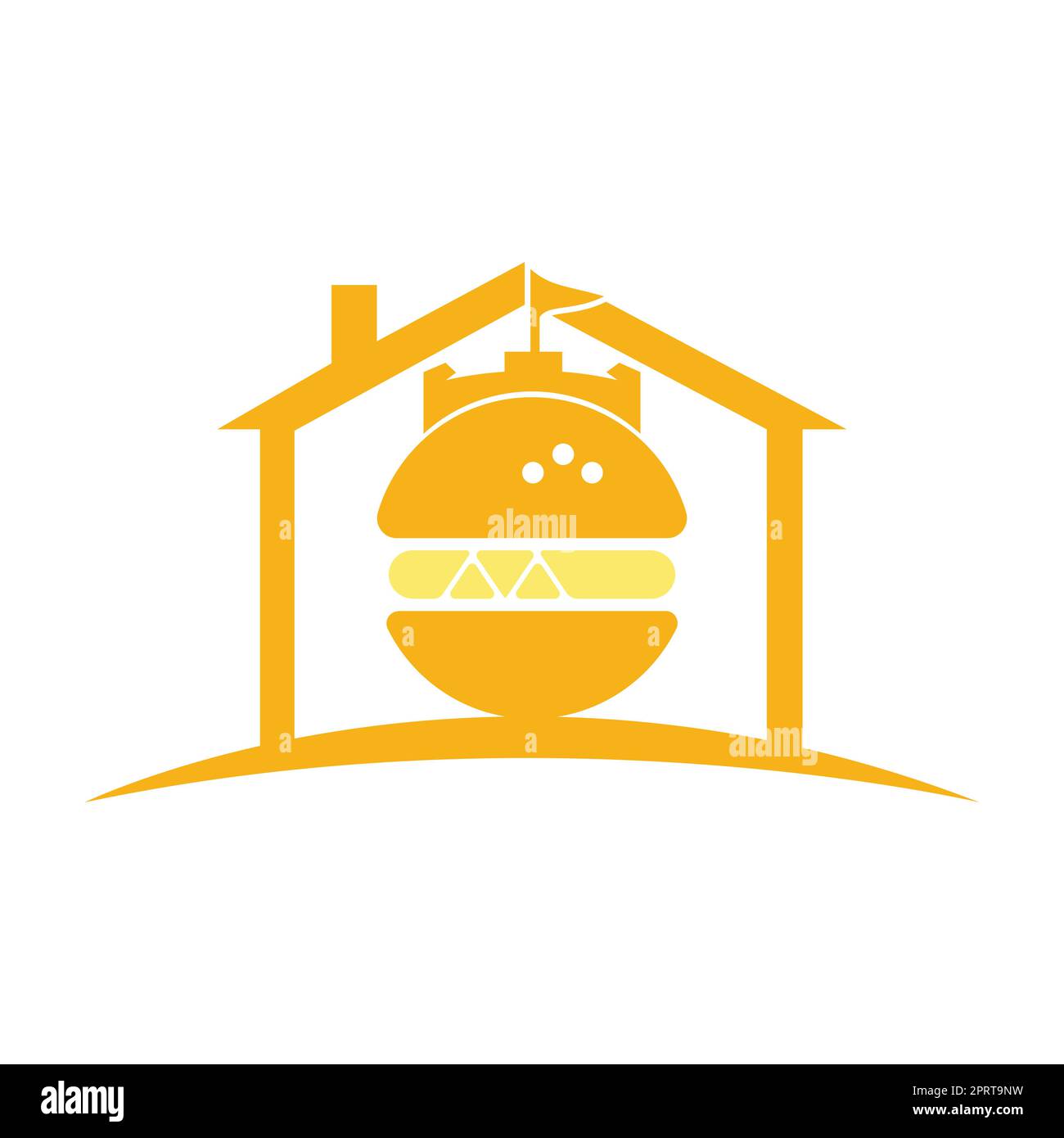 Burger Castle Vektor-Logo-Design. Fort Burgher Logo-Design. Stock Vektor