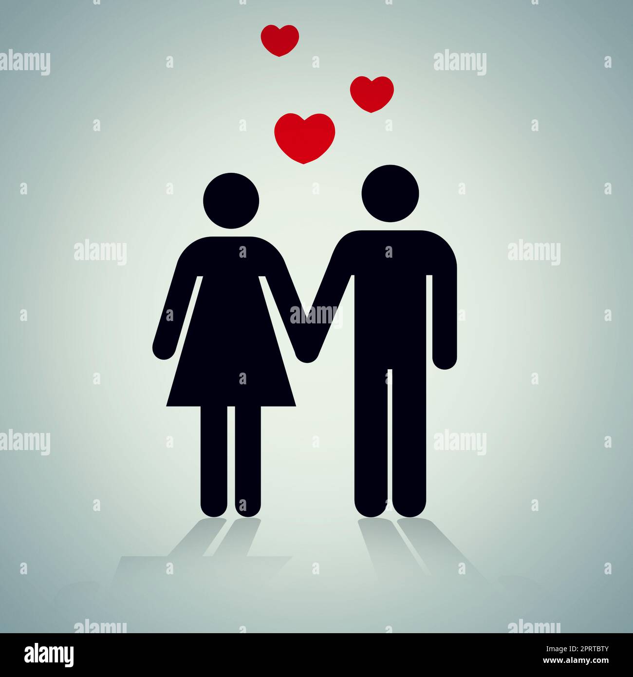 Verbindungen herstellen. Eine grafische Darstellung eines Paares, das die Hände hält. Stockfoto