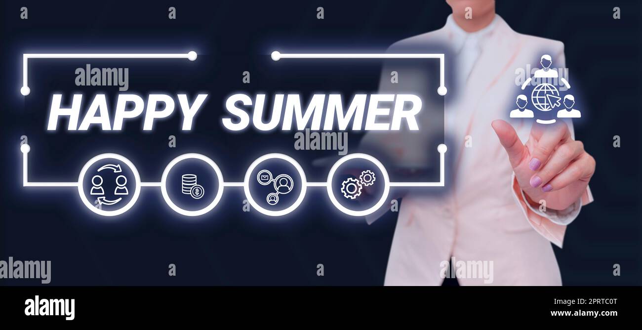 Schreiben Anzeige Text Happy Summer. Internetkonzept Strände Sonnenschein Entspannung Warme Sonnige Jahreszeit Sonnenwende Stockfoto