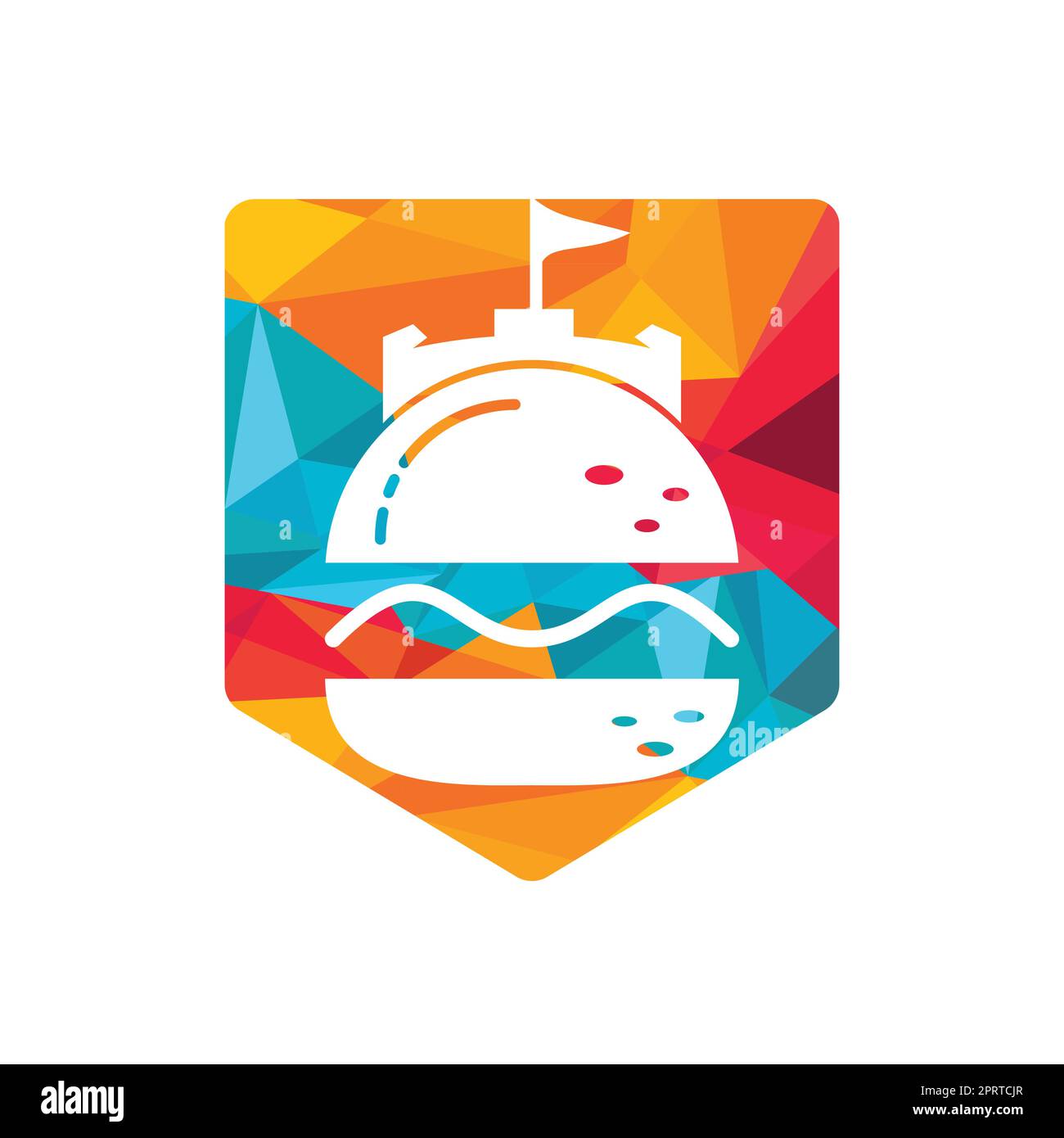 Burger Castle Vektor-Logo-Design. Fort Burgher Logo-Design. Stock Vektor