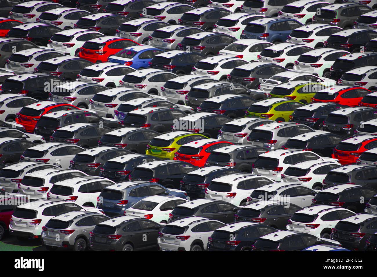 Viele bunte Autos Stockfoto