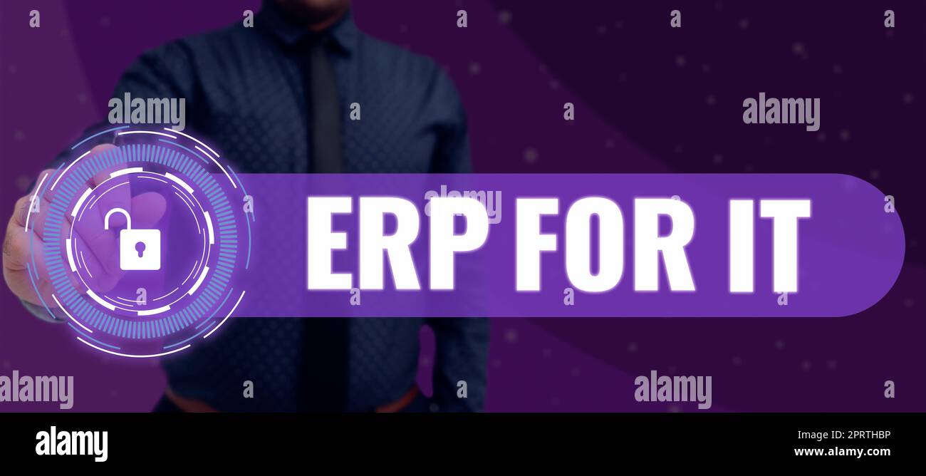 Handschrift Text ERP für IT. Word für Enterprise Resource Planning-Software zur Integration von Anwendungen Stockfoto