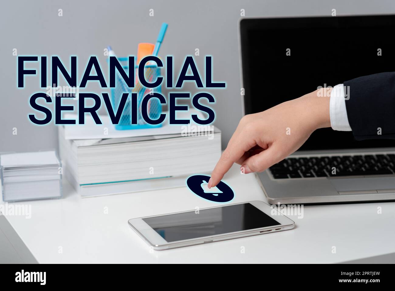 Inspiration mit Zeichen für Börsenmakler für FinanzdienstleistungenMoney und Investment Leasing. Konzept für Geld- und Investitionsleasing - Aktienvermittlung Stockfoto