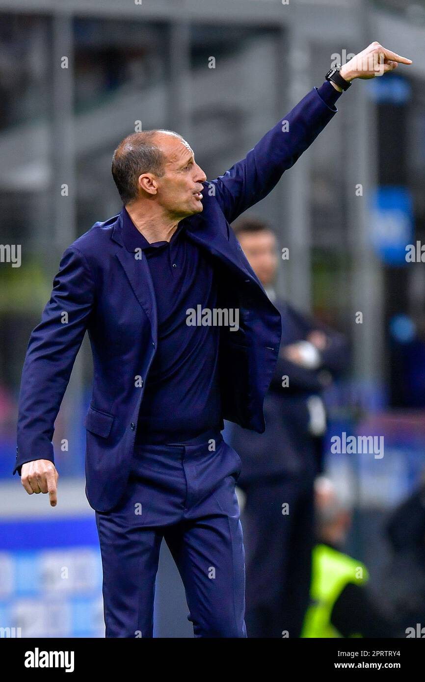 Mailand, Italien. 26. April 2023. Cheftrainer Massimiliano Allegri von Juventus, gesehen während des Coppa Italia Halbfinales zwischen Inter und Juventus in Giuseppe Meazza in Mailand. (Foto: Gonzales Photo/Alamy Live News Stockfoto