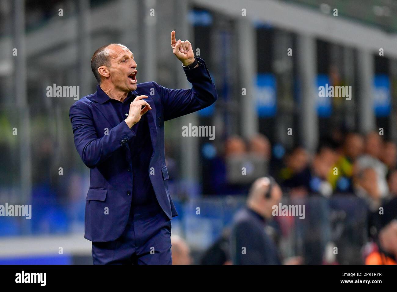 Mailand, Italien. 26. April 2023. Cheftrainer Massimiliano Allegri von Juventus, gesehen während des Coppa Italia Halbfinales zwischen Inter und Juventus in Giuseppe Meazza in Mailand. (Foto: Gonzales Photo/Alamy Live News Stockfoto