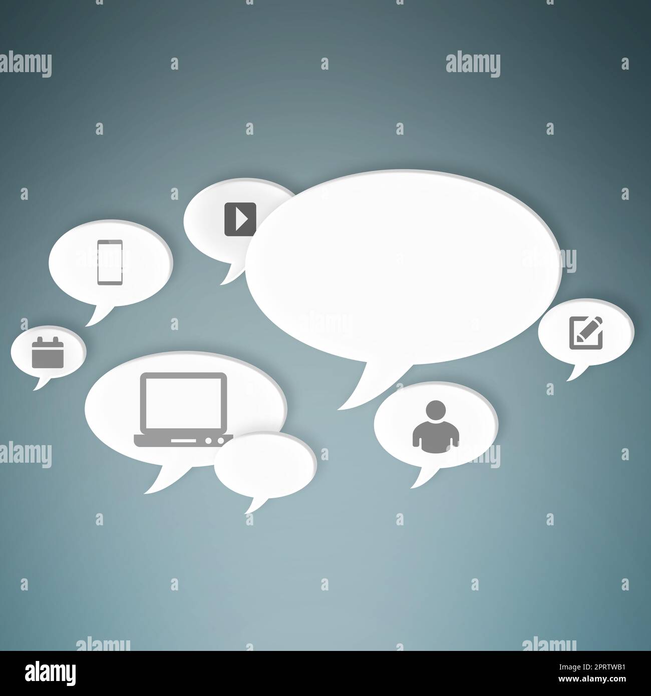 Social Media und die Cloud. Konzeptuelles Bild, das modernes Cloud-Computing darstellt. Stockfoto