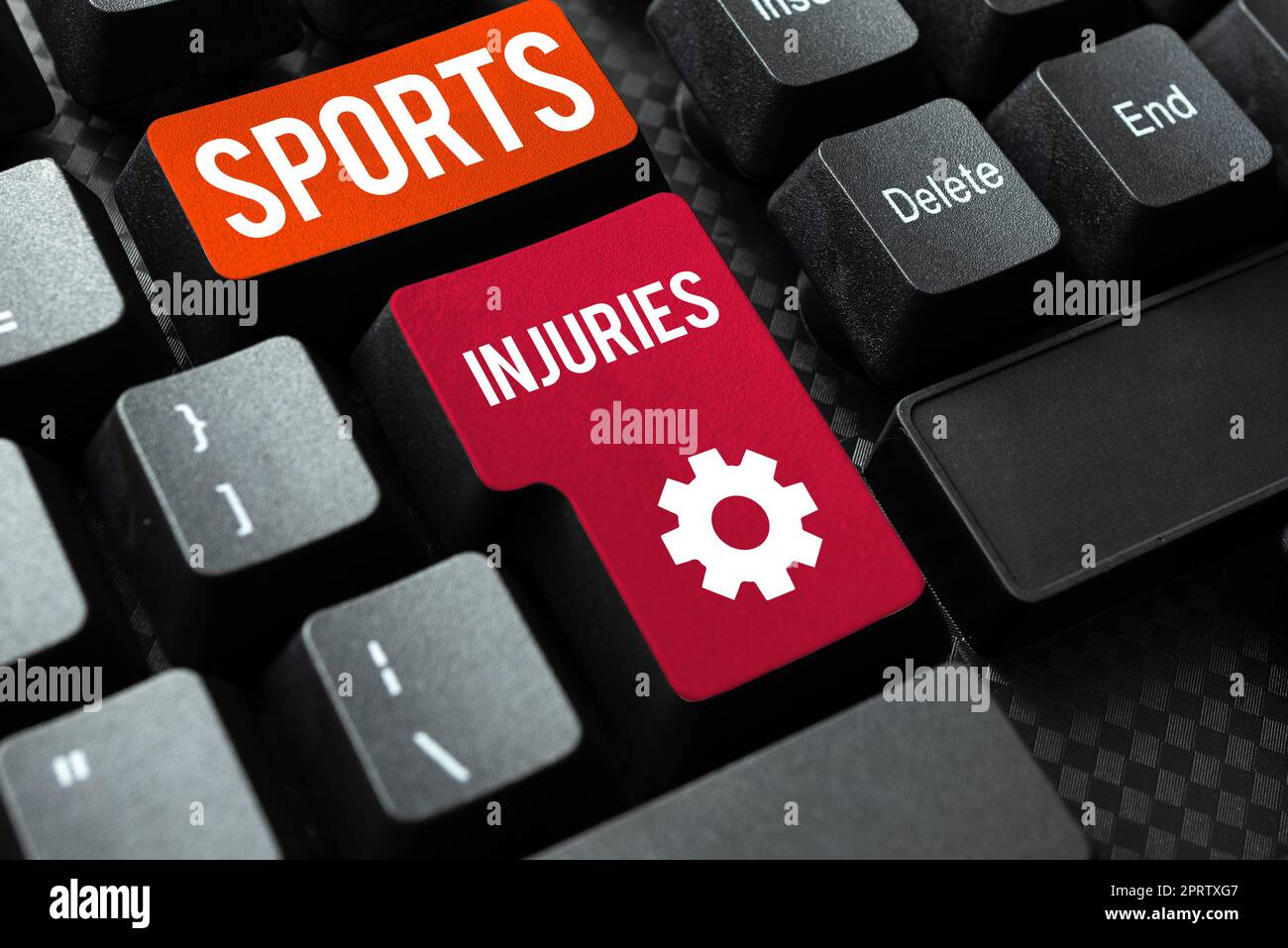 Schreiben Anzeige Text Sportverletzungen, Business-Idee-Programm, das Mitarbeiter lernen spezifische Kenntnisse hilft Stockfoto