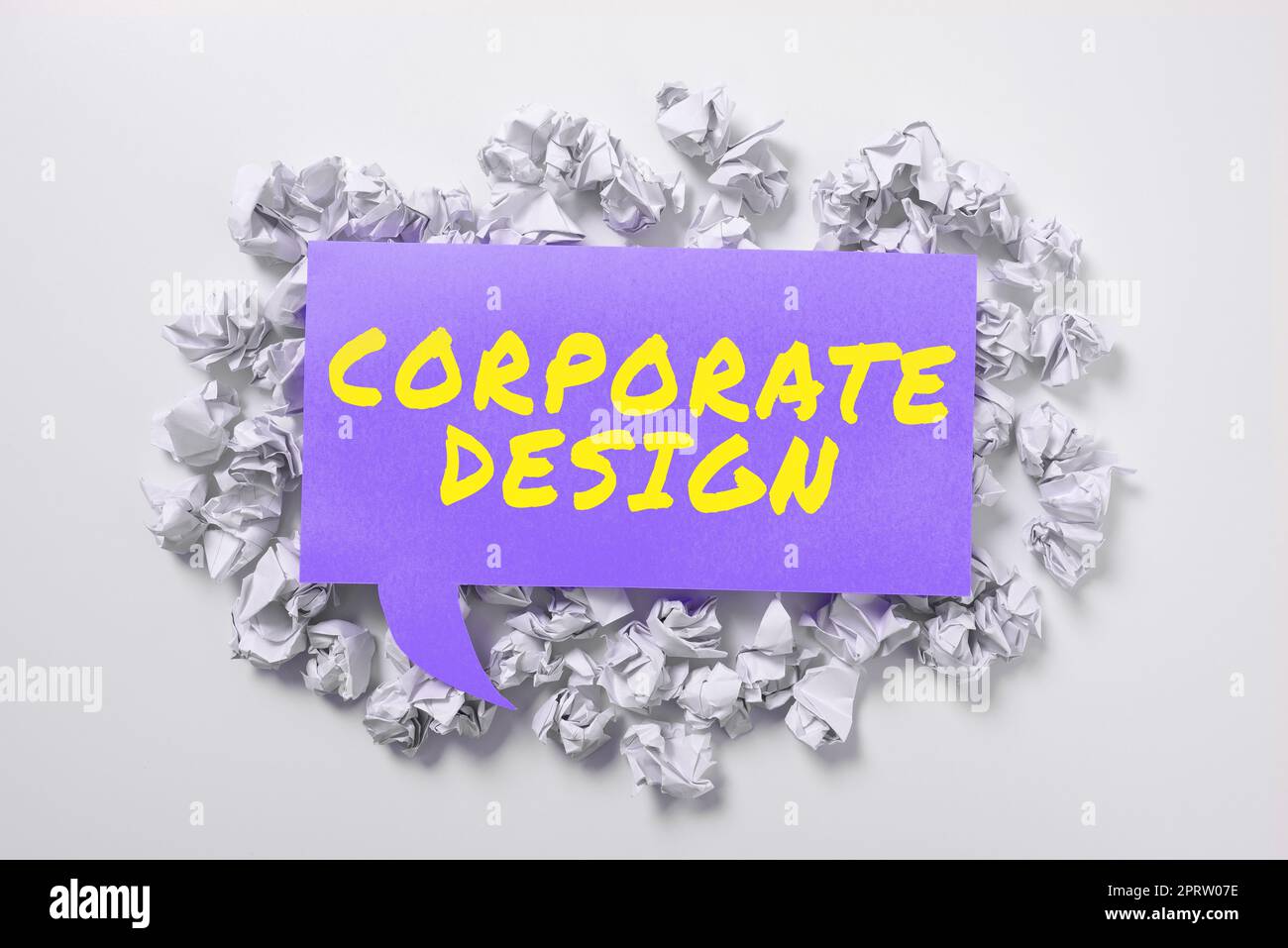 Schreiben von angezeigten Text Corporate Design, Word für die zentrale Lage für die Planung und Ausführung einer Business Speech Bubble auf dem Boden mit wichtigen Inf Stockfoto