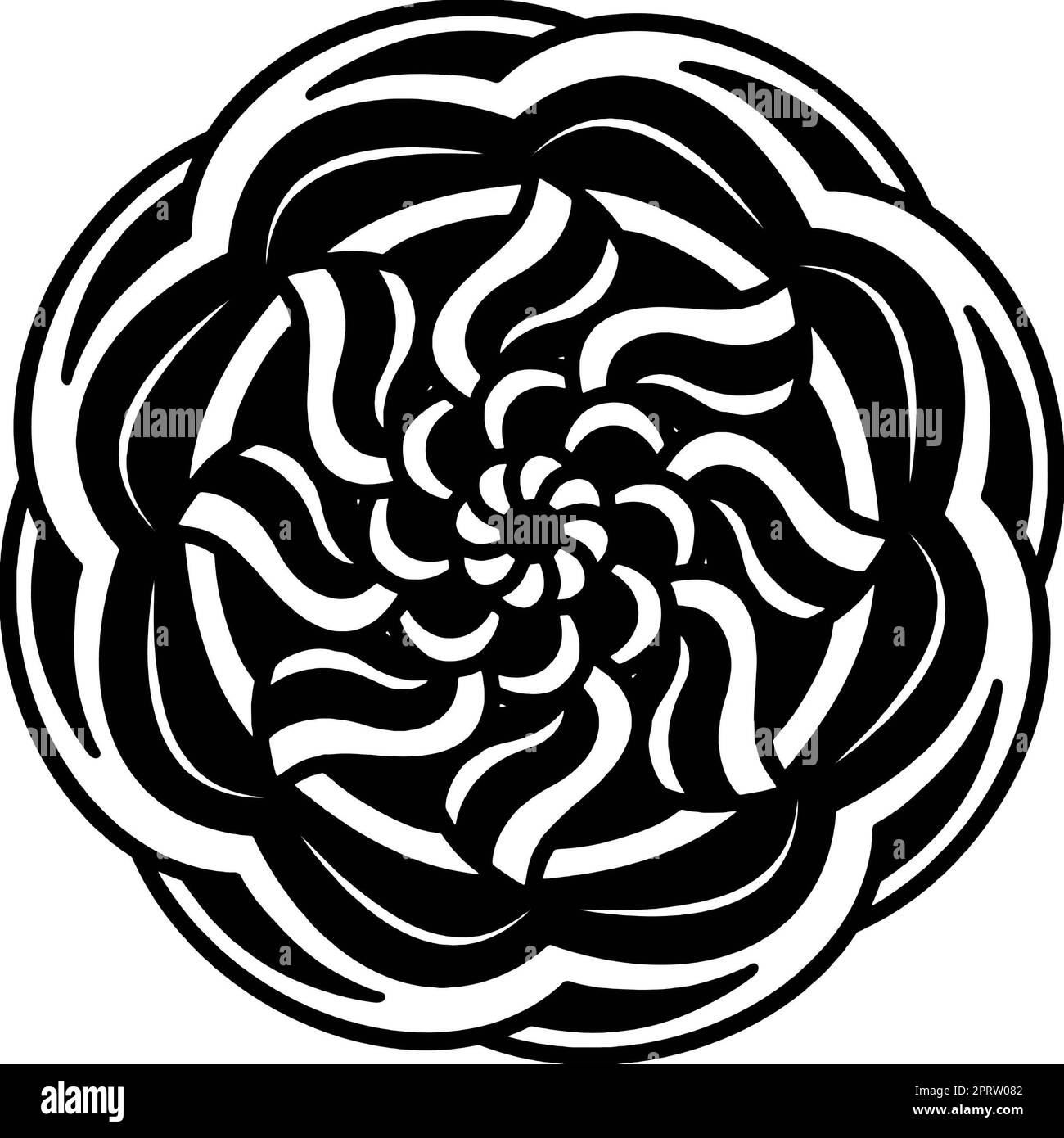 Schwarz-weißes Kreissymbol. Henna, Tätowierungsmuster. Stockfoto