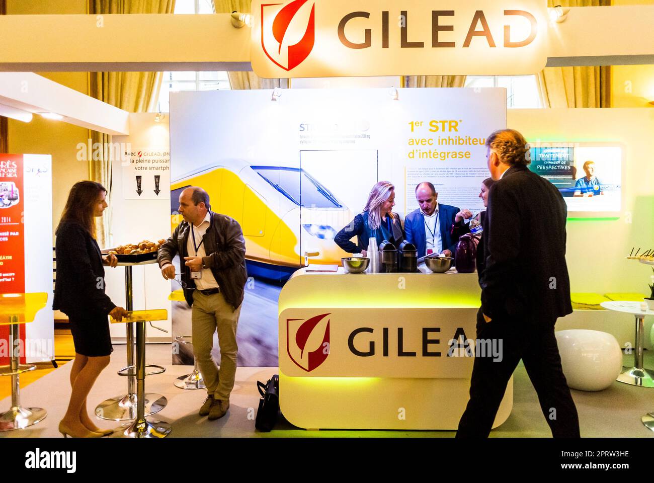 Paris, Frankreich, Teilnehmer, Unternehmen, French AIDS HIV Scientific Convention, SFLS, Gilead Pharmaceuticals Lab, pharmazeutische Industrie Stockfoto