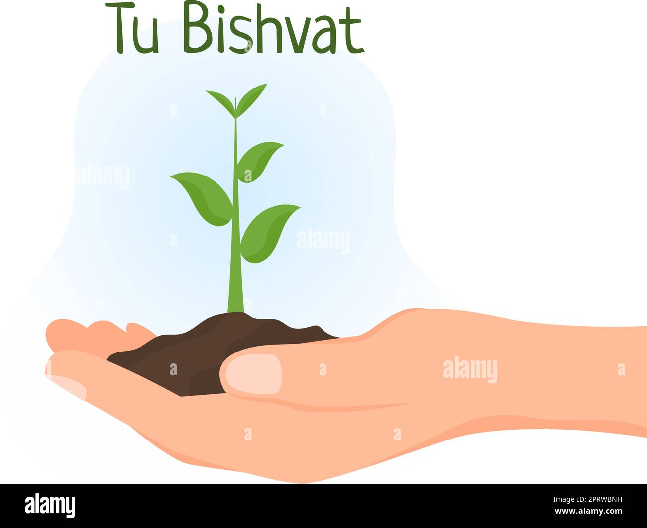 TU BiShvat Vorlage Handgezeichnete Cartoon flache Illustration Blühender Baum mit Objekten von sieben Arten von Früchten auf weißem Hintergrund Design Stock Vektor