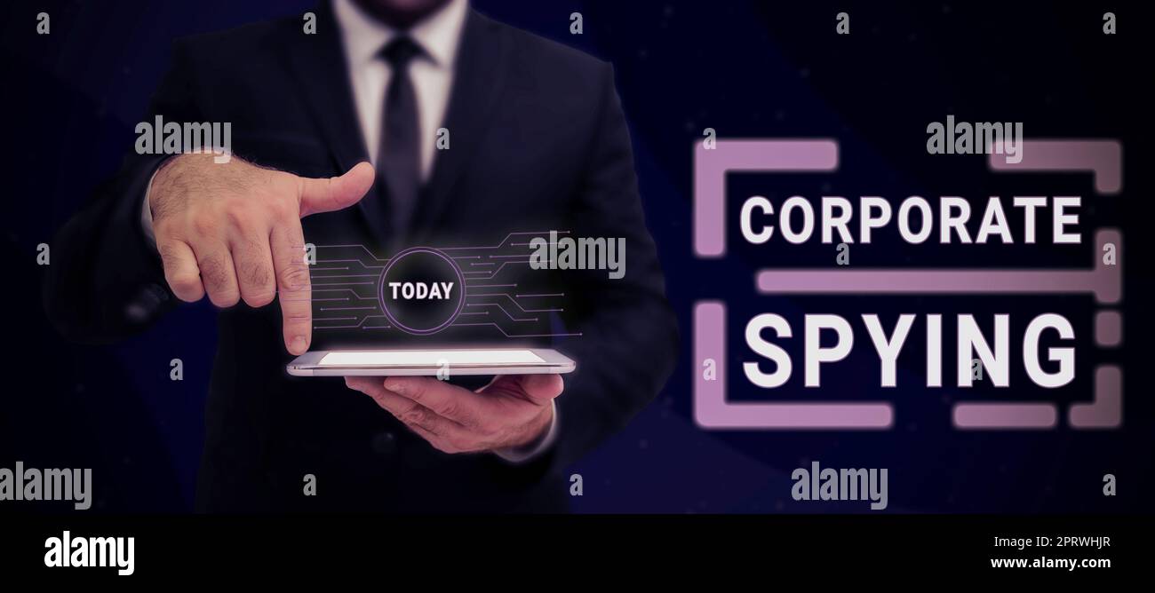 Handschriftentext Spionage im Unternehmen, Konzept bedeutet, Wettbewerber zu untersuchen, um einen Geschäftsvorteil zu erzielen Stockfoto