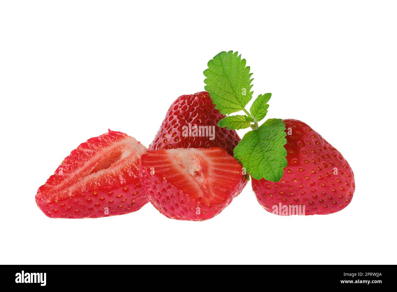 Frische Erdbeeren, isoliert auf weiss Stockfoto