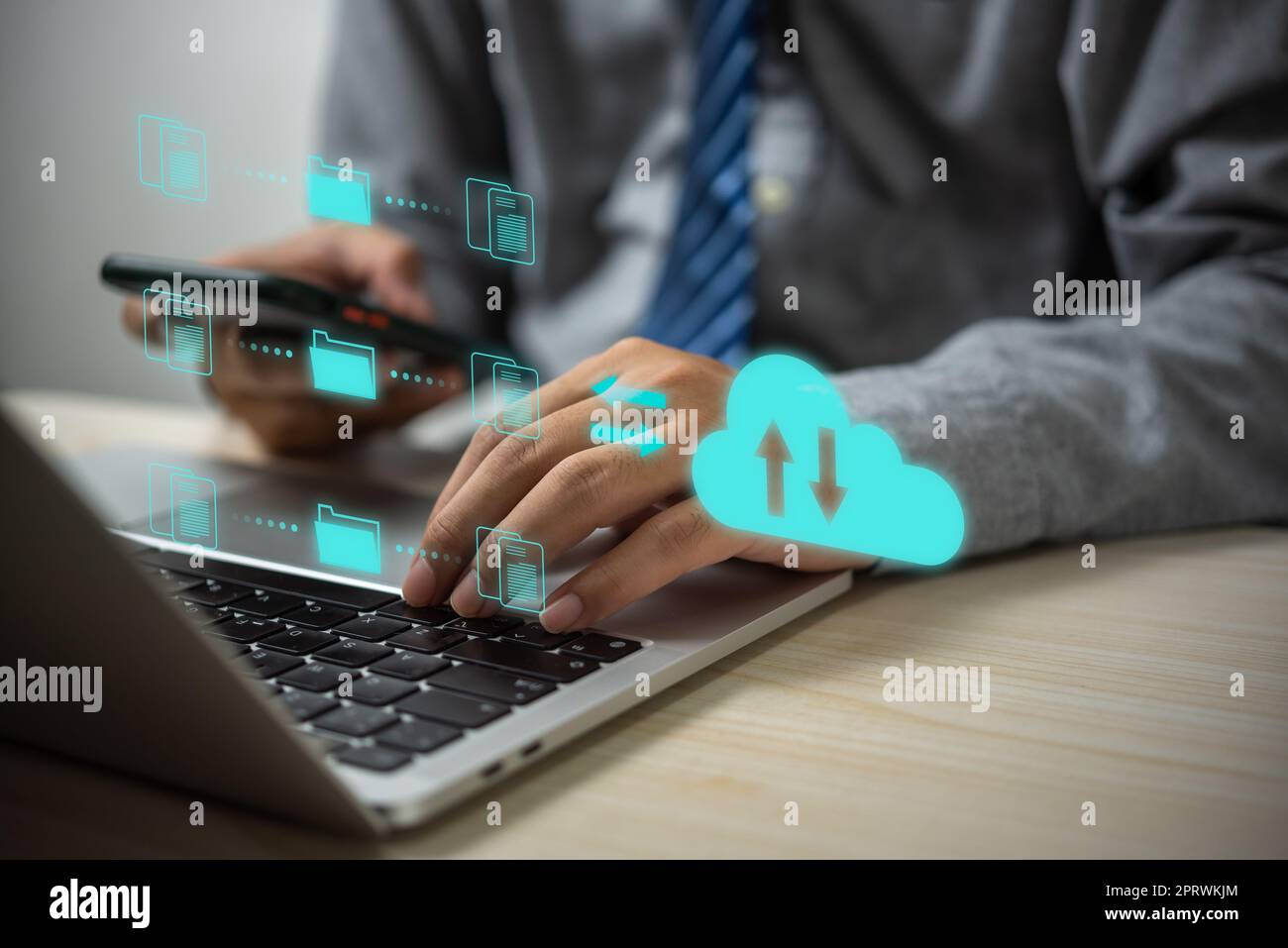 ftp-Datei Übertragungsprotokoll Computerdatenbank herunterladen Serviceordner Software Business Backup Wiederherstellungsinfrastruktur glühende Austauschdaten Internet Cloud-Technologie Online-Laptop. Stockfoto