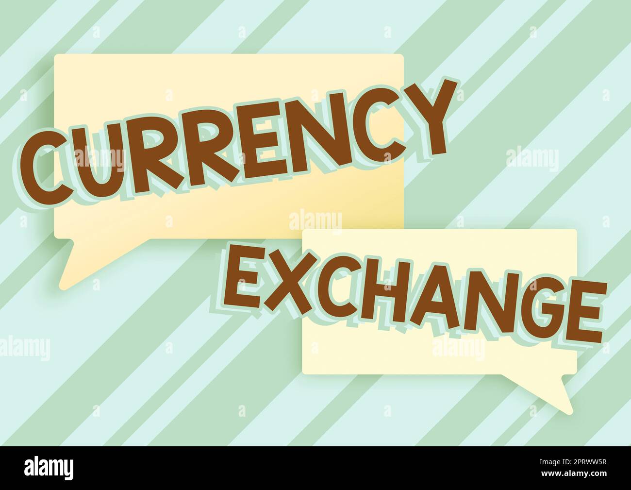 Schreiben mit Text Währungsumtauschprozess zum Wechseln einer Währung in einen anderen Devisen. Internet-Konzept Prozess des Wechsels einer Währung in eine andere Devise Stockfoto