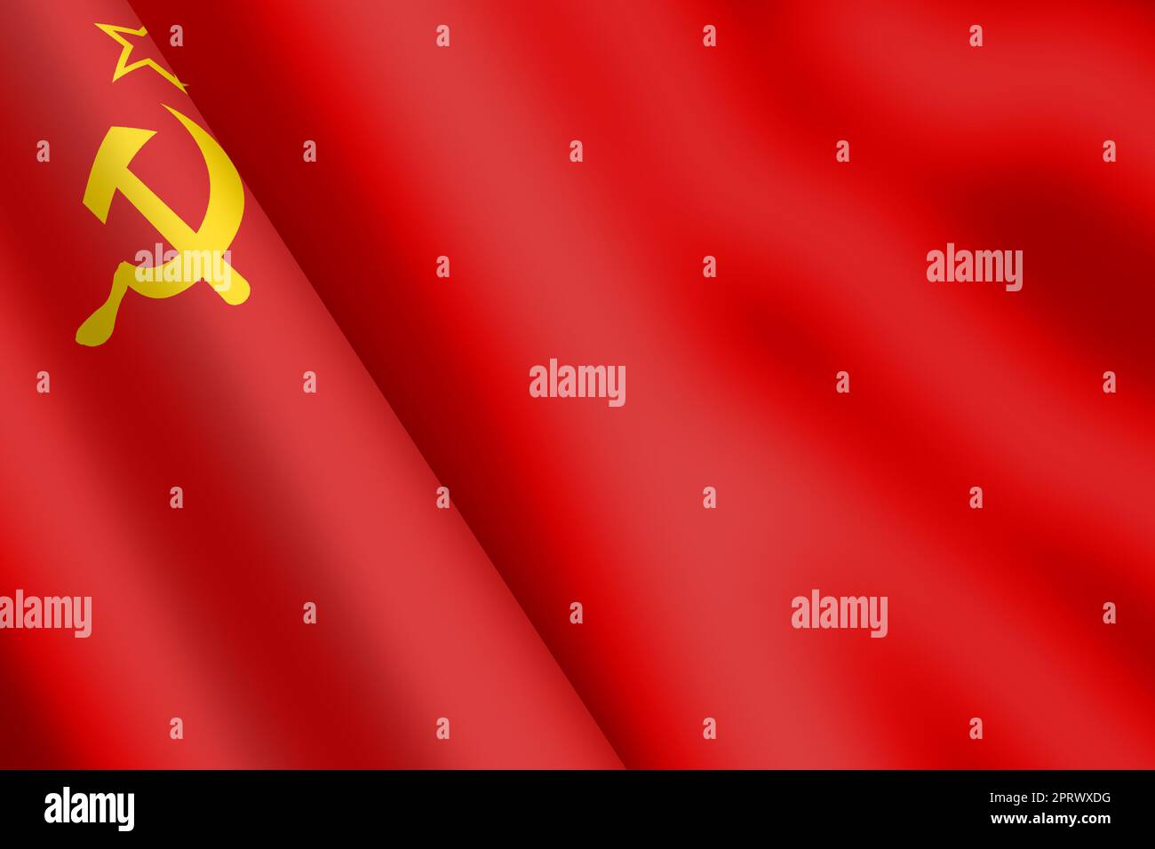 Union der Sowjetsozialsistischen Republiken UdSSR CCCP schwenkt Fahne 3D mit Hammer und Sichel Stockfoto