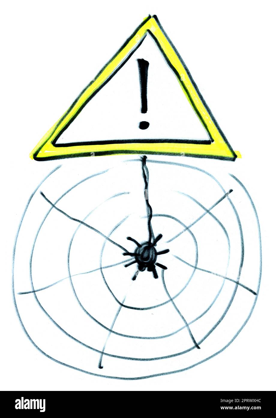 "Gefährliche Spinne gruselig halloween" -Schild Stockfoto