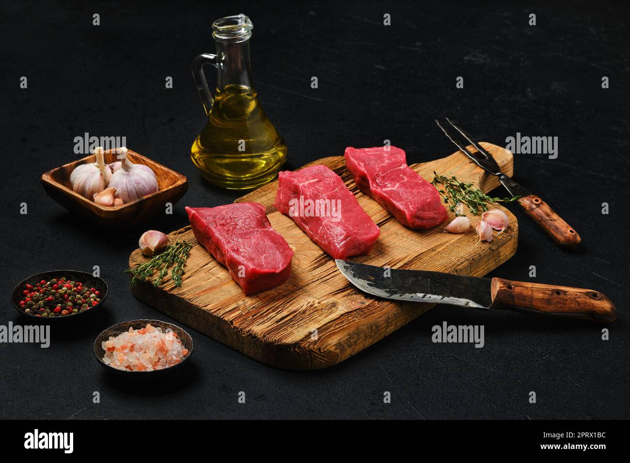 Rohe, entbeinte Steak-Lende Stockfoto