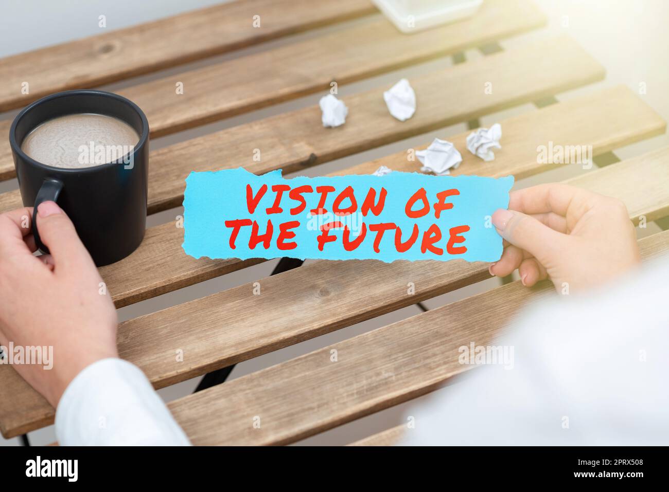 Inspiration mit Zeichen Vision of the Future. Überblick über das Unternehmen etwas vor sich sehen ein klarer Handlungsleitfaden Stockfoto