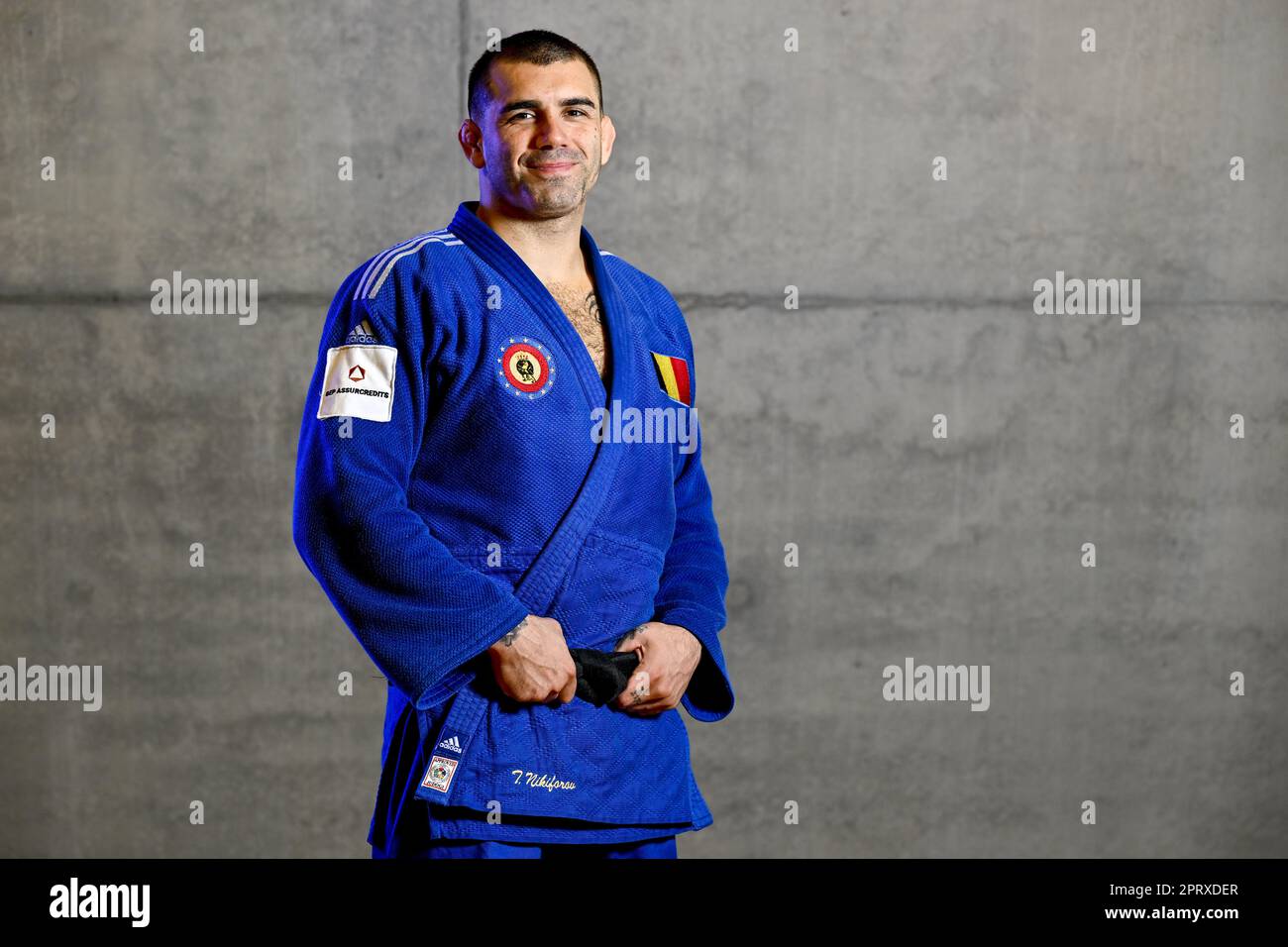 Wilrijk, Belgien. 27. April 2023. Das belgische Toma Nikiforov wird während eines Pressezeitpunkts von Judo Vlaanderen vor der Judo-Weltmeisterschaft in Doha (7.-14. April 05) im Stedelijk Lyceum Topsport in Wilrijk, Antwerpen, Donnerstag, den 27. April 2023, gezeigt. BELGA PHOTO DIRK WAEM Credit: Belga News Agency/Alamy Live News Stockfoto