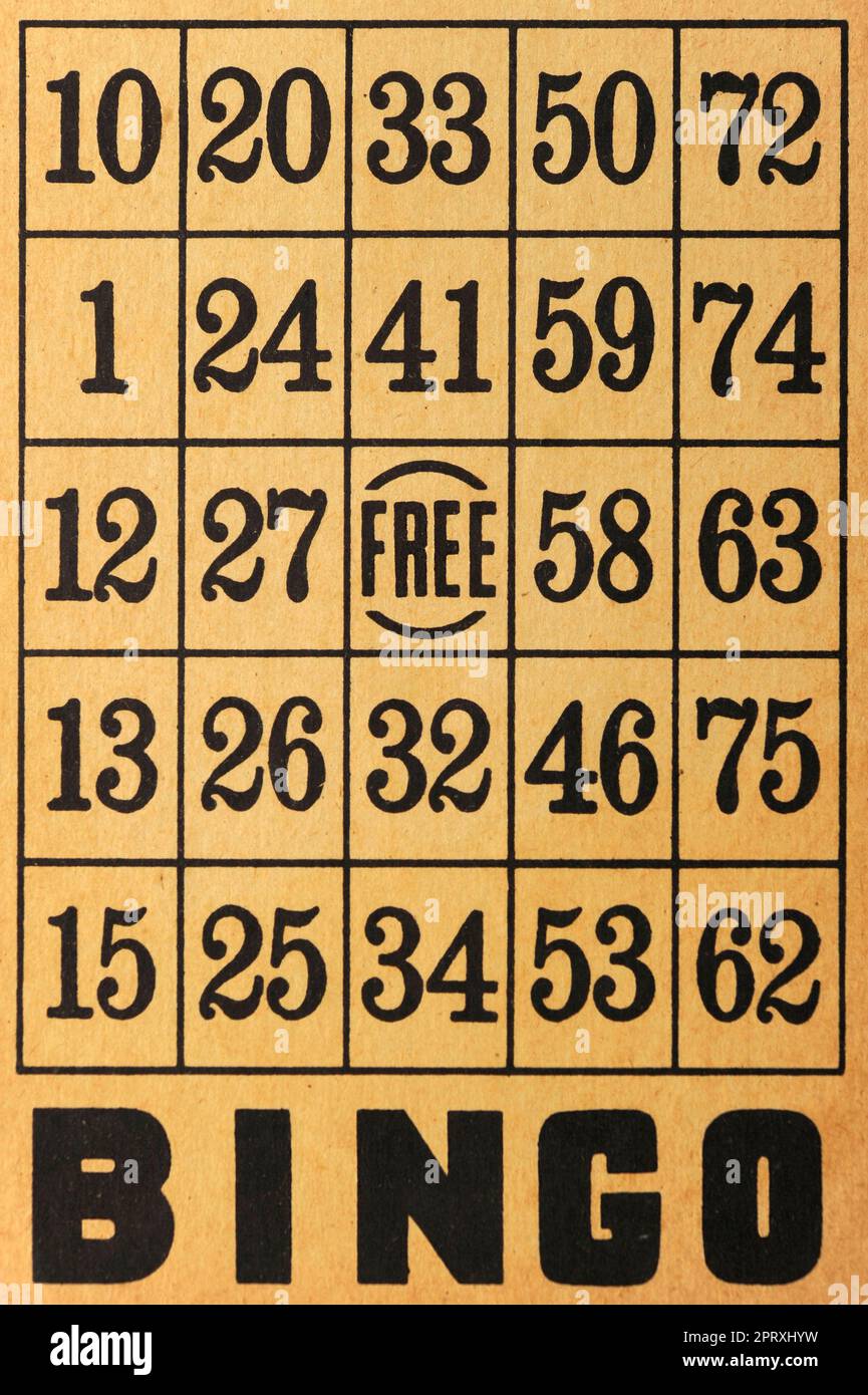 Vintage old bingo card -Fotos und -Bildmaterial in hoher Auflösung – Alamy