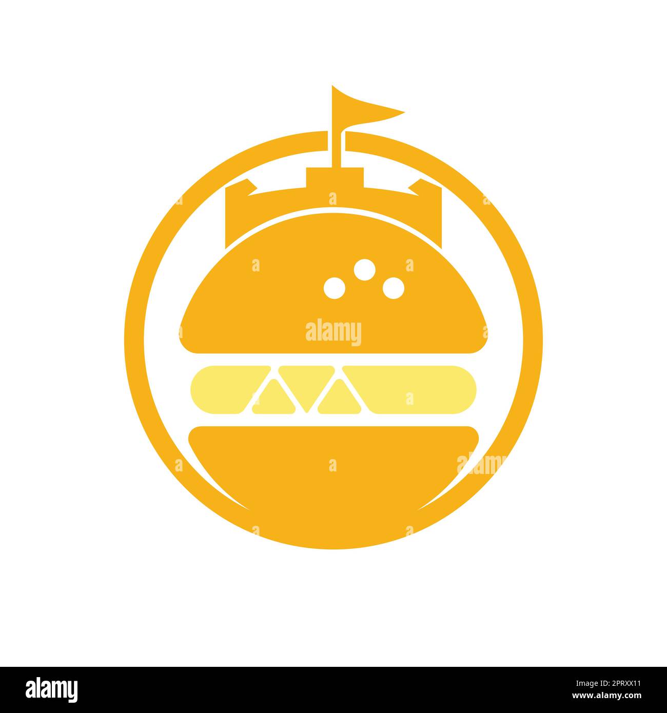 Burger Castle Vektor-Logo-Design. Fort Burgher Logo-Design. Stock Vektor