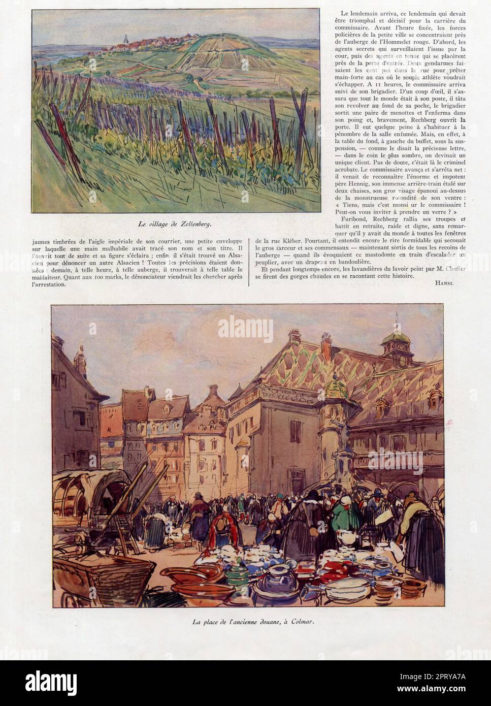 Unhistoire à propos de quelques vues d'Alsace. Texte de Hansi. Aquarelles de Henry Cheffer. Seite 3. 1929 Stockfoto