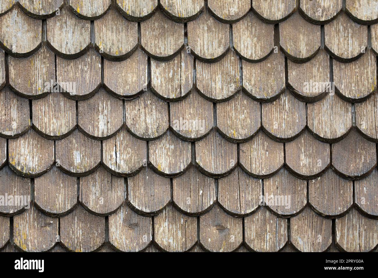 Dachziegel aus Holz Stockfoto