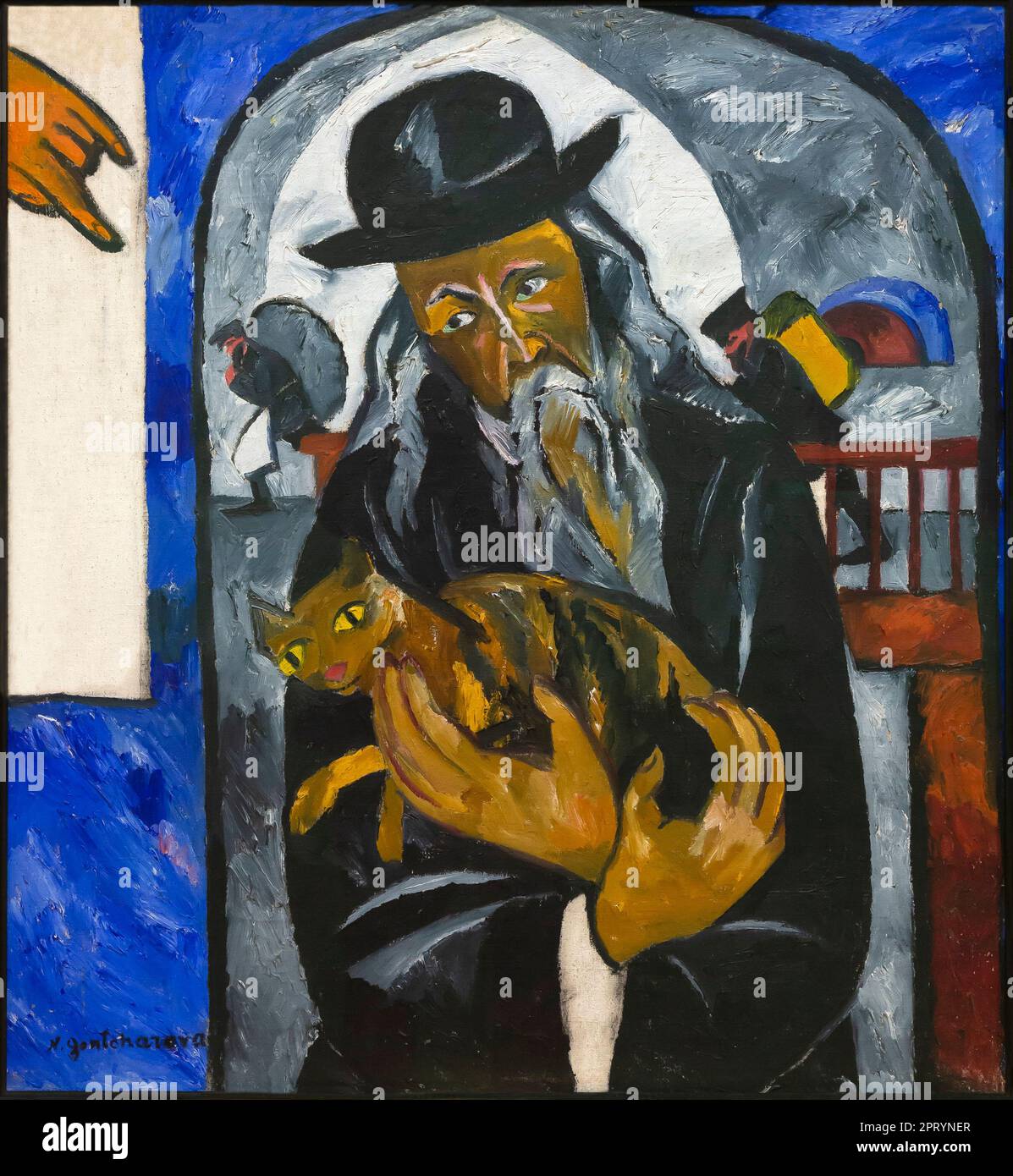 Rabbi mit Katze, Natalya Goncharova, um 1912, Stockfoto