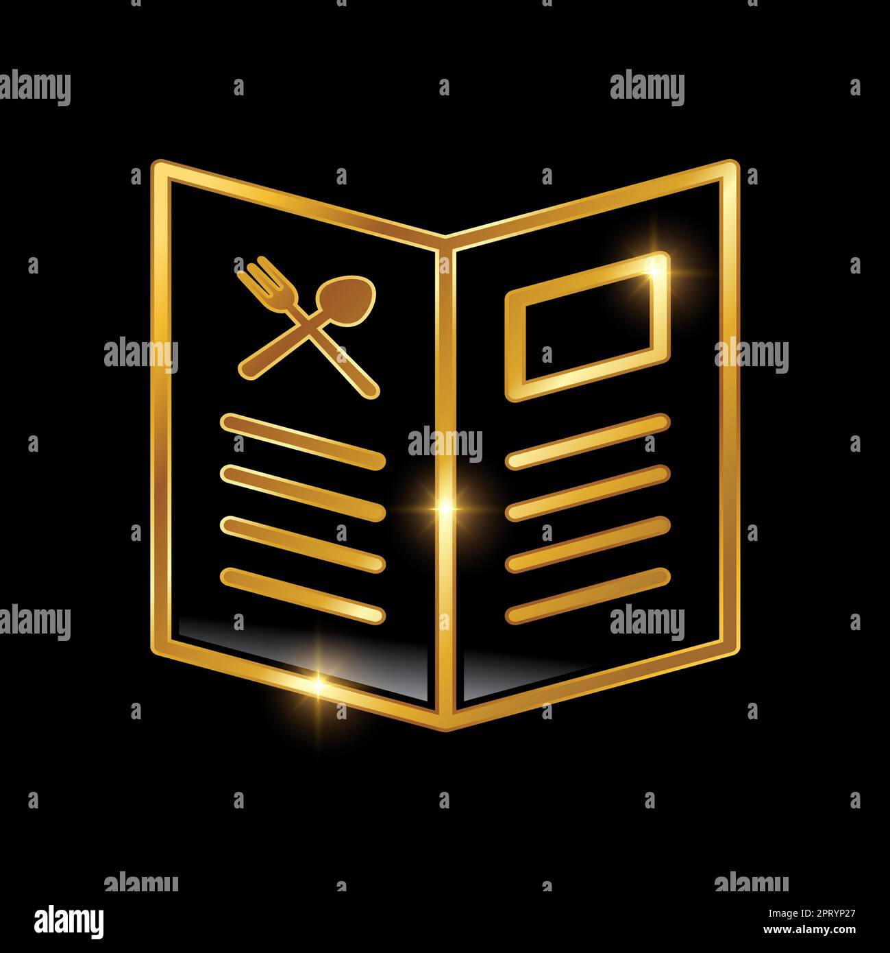 Goldenes Luxusmenü Buch Vektor Symbol Stock Vektor