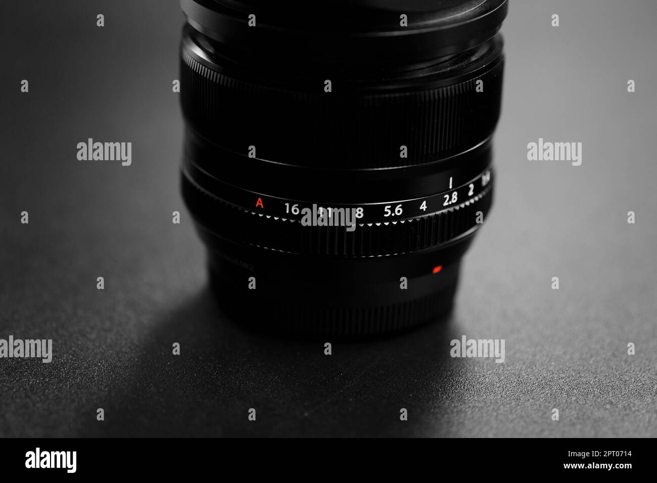 Kameraobjektiv Details der Blende oder des Blendenwerts fstop-Werte von 2,8 f/2,8 Stockfoto