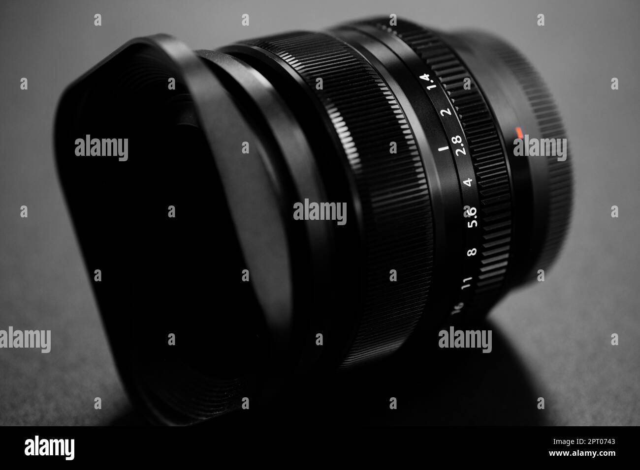 Kameraobjektiv Details der Blende oder des Blendenwerts fstop-Werte von 2,8 f/2,8 Stockfoto