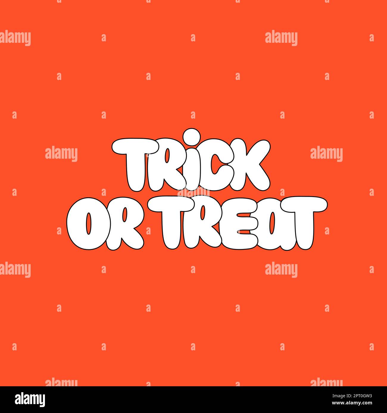 Süßes oder Saures. Weiße Halloween-Schrift auf hellem orangefarbenem Hintergrund. Vektordarstellung Stock Vektor
