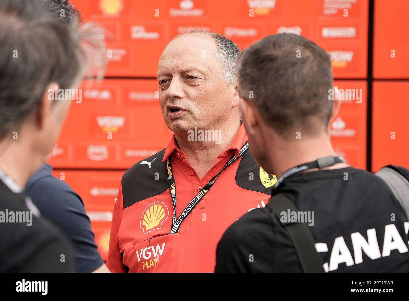 Baku, Aserbaidschan. 27. April 2023. 27. April 2023, Baku City Circuit, Baku, FORMEL 1 ASERBAIDSCHAN GRAND PRIX 2023, im Bildteam Boss Frederic Vasseur (Scuderia Ferrari) Kredit: dpa/Alamy Live News Stockfoto