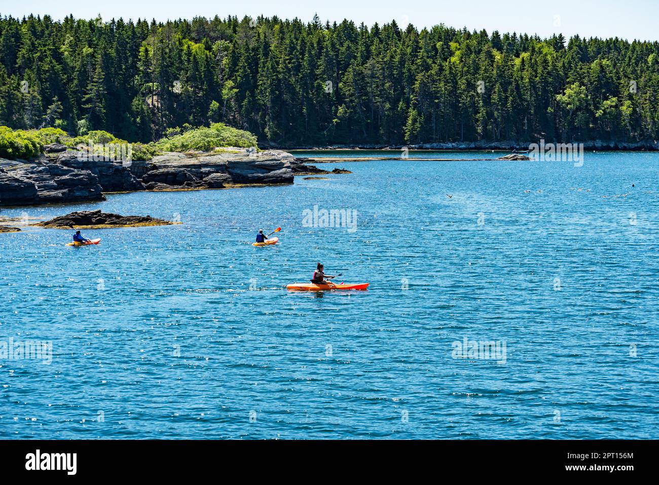 Blick auf Portland Harbor, Casco Bay, in Maine, USA Stockfoto