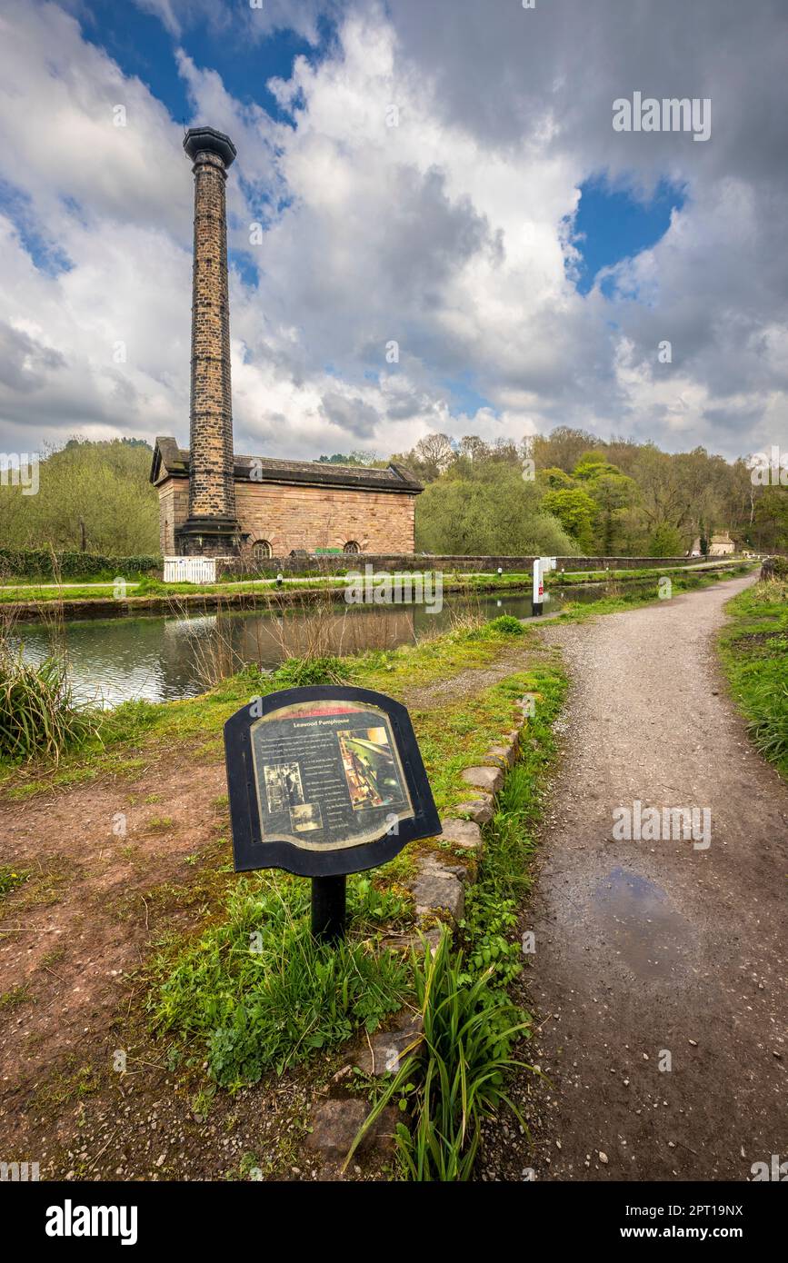 Leawood Pumphouse und Wigwell Aquaduct am Cromford Canal, Derbyshire, England Stockfoto