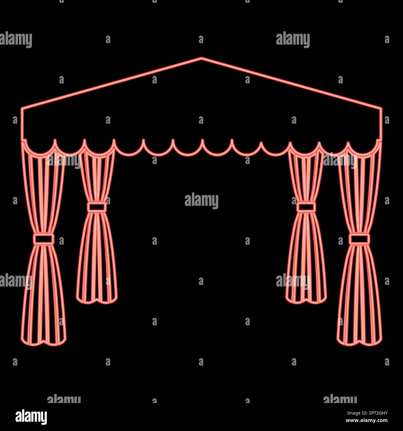 Neon-Baldachin Pop-Up-Zelt kommerzieller Pavillon Awning for Rest Marquee Chuppah rote Vektorzeichnung flaches Bild Stock Vektor