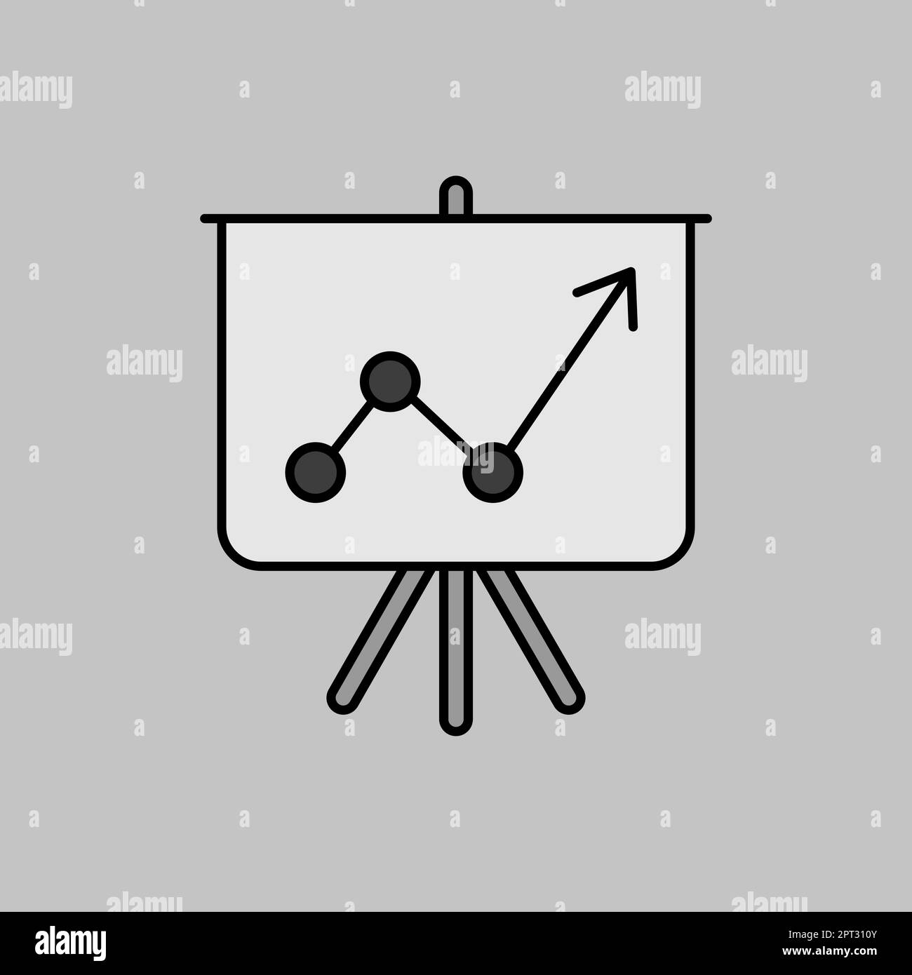 Graustufensymbol für Flipchart-Umriss. Geschäftszeichen Stock Vektor