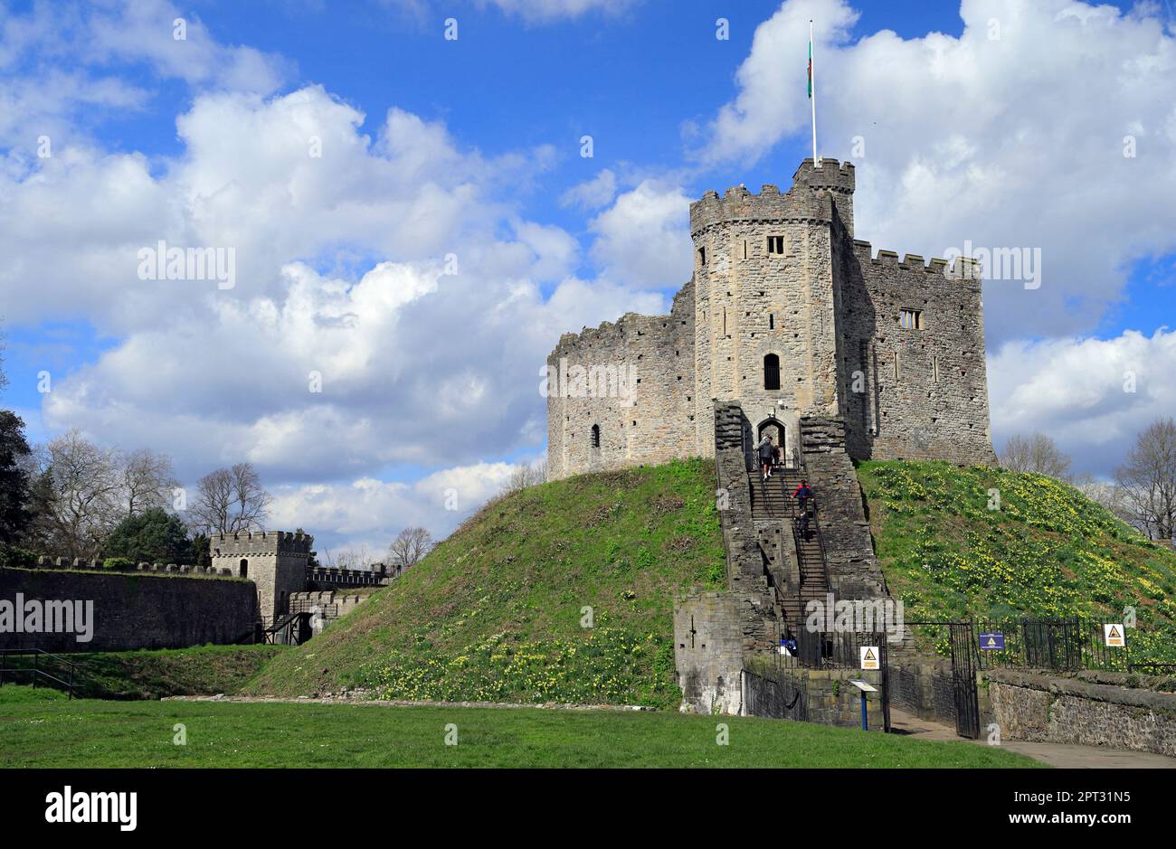 Norman Keep, Cardiff Castle, Cardiff, Souuth Wales, Großbritannien. Stockfoto