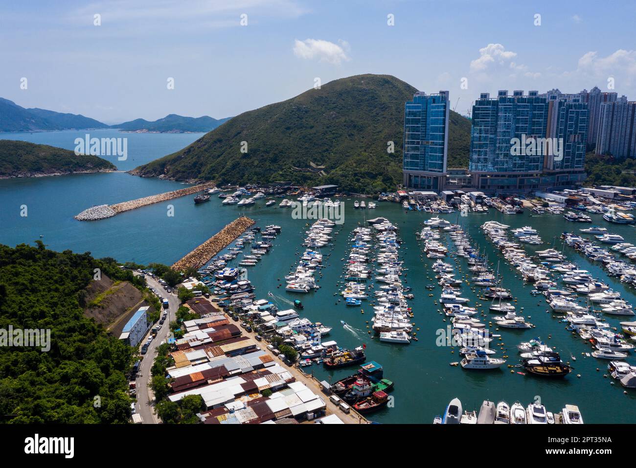 Top Aussicht auf Hong Kong Typhoon Shelter Stockfoto