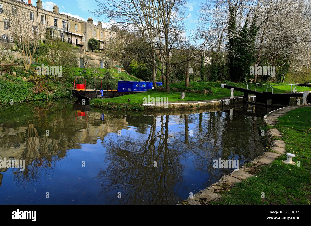 Pulteney Lock, Kennet und Avon Canal, Widcombe, Bath, Somerset, England, UK. Stockfoto