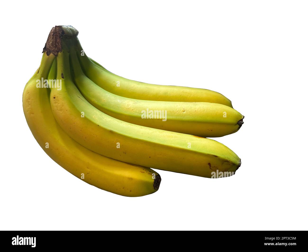 Bund reifer gelber Bananen auf weißem Hintergrund isoliert Stockfoto