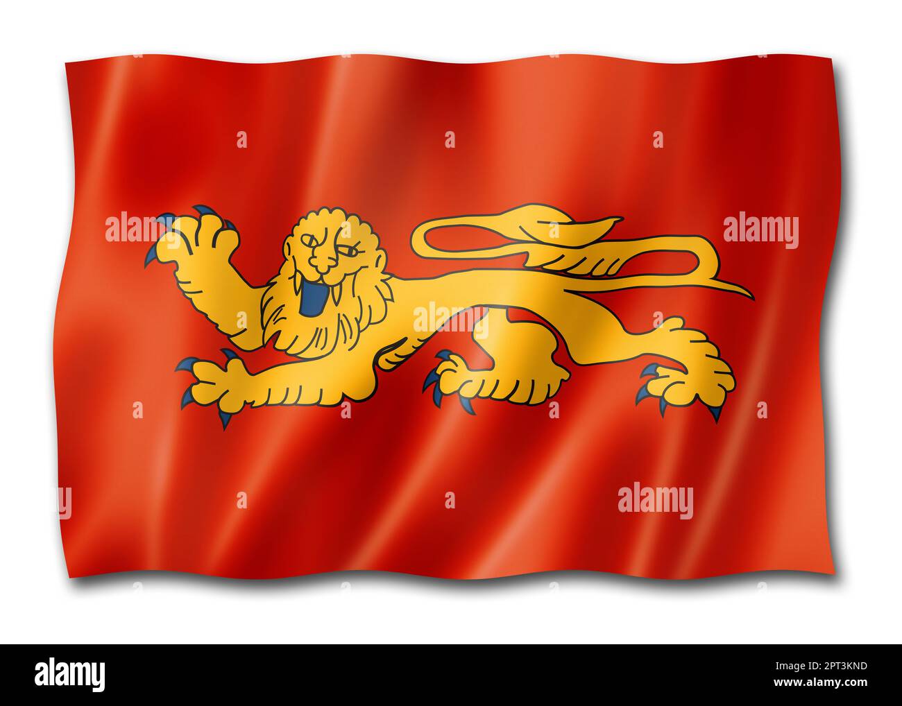 Flagge der Region Aquitaine, Frankreich winkende Banner-Kollektion. 3D-Darstellung Stockfoto