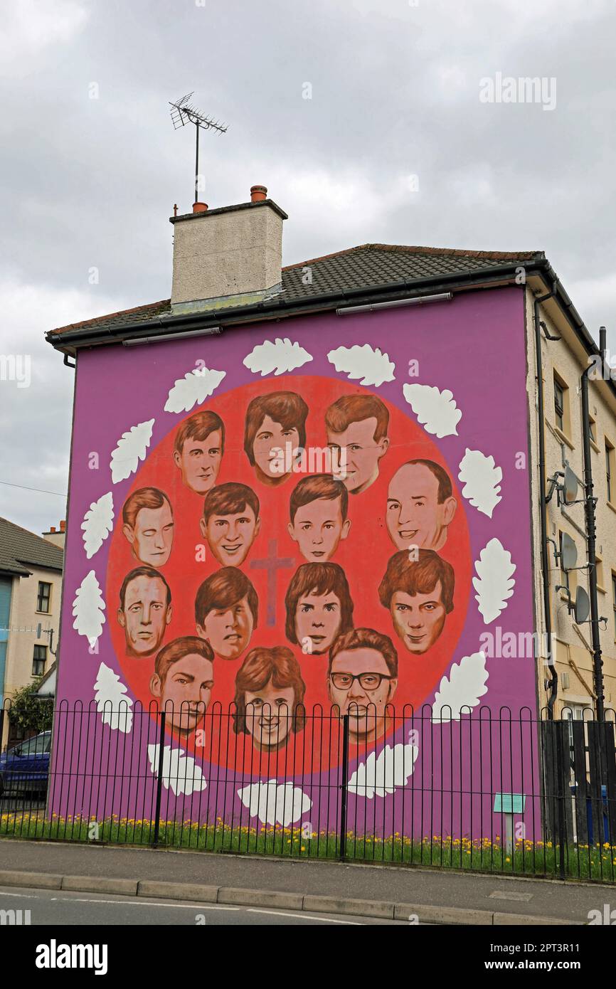 Das Bloody Sunday-Gedenkgemälde in Londonderry Stockfoto