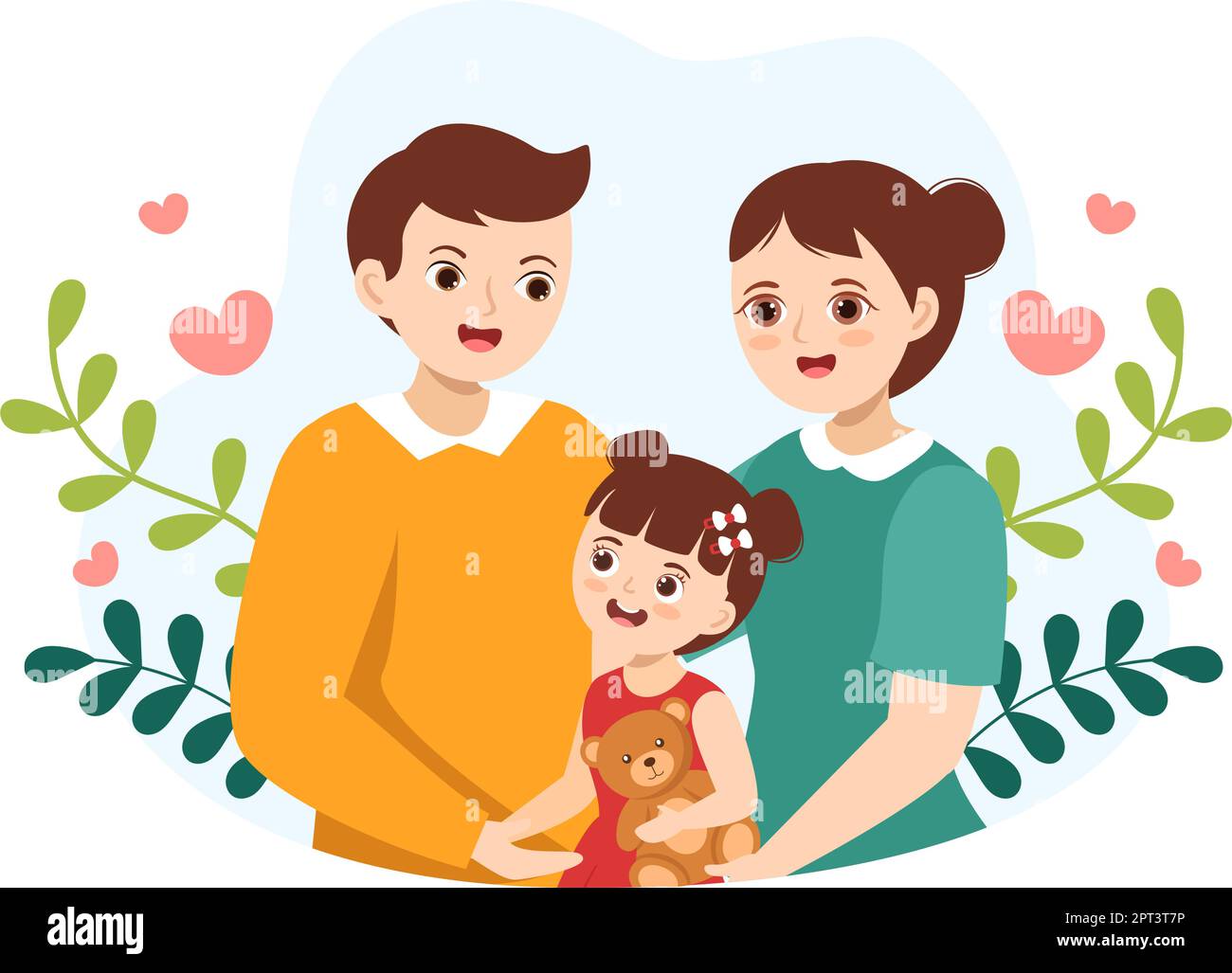Adoptionsagentur Für Kinder, Die Mit „Love In Flat“-Cartoon Handgezeichnete Vorlage „Kinder Mitnehmen, Um Erzogen, Betreut Und Erzogen Zu Werden“-Illustration Stock Vektor