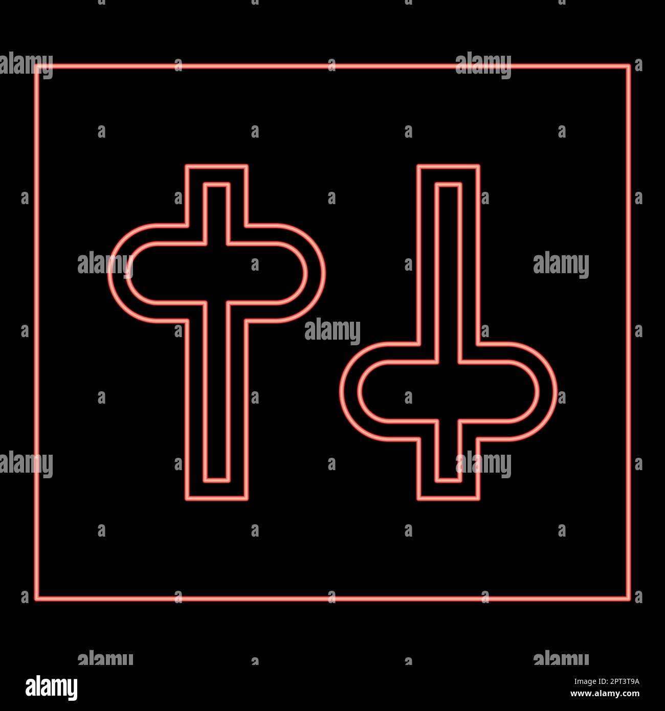 Neon-Einstellknopf Einstellung Schalter Reglersymbol schwarz Farbe Vektor Abbildung flaches Bild rot Farbe Vektor Abbildung flaches Bild Stock Vektor