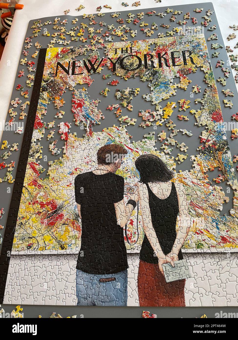 Nahaufnahme eines unvollendeten Puzzles „New Yorker“ 2023 Stockfoto