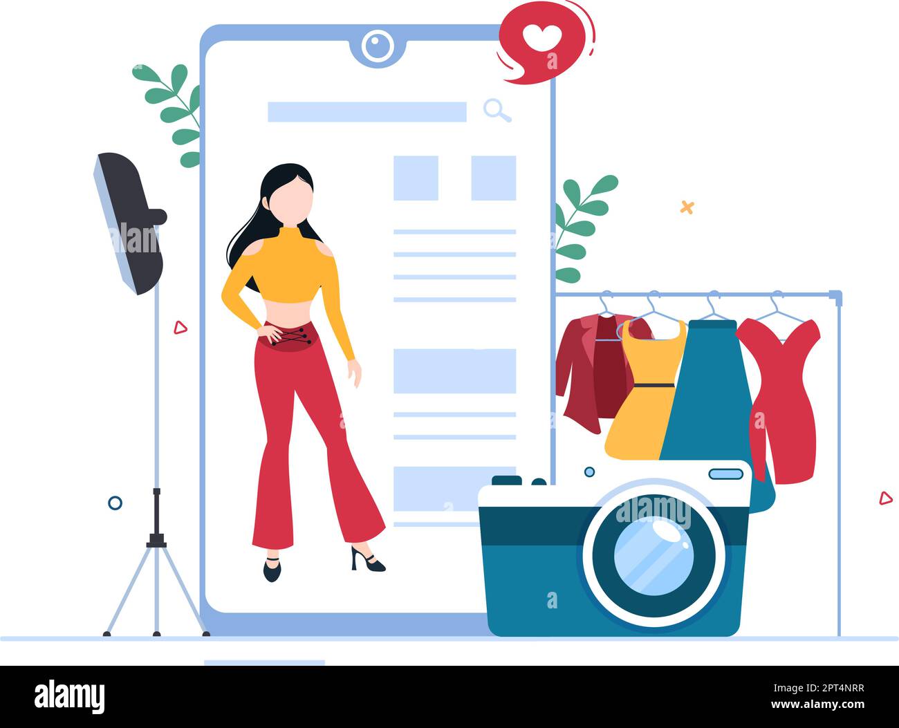 Model Portfolio Template Handgezeichnete Cartoon Flat Illustration mit Manager der Modeling Agency und Fotograf machen Fotos von Model in Platform Design Stock Vektor